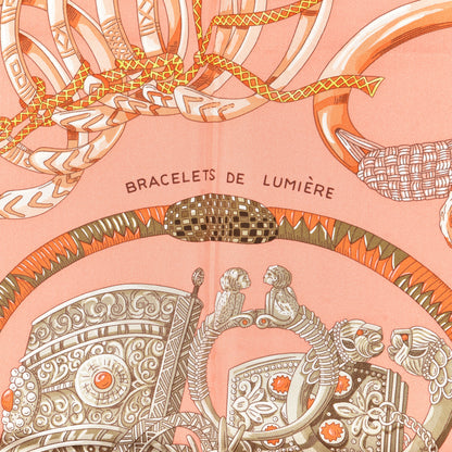 Hermes Silk Bracelets de Lumiere Scarf 90 Saumon Vert Corail 3 of 4