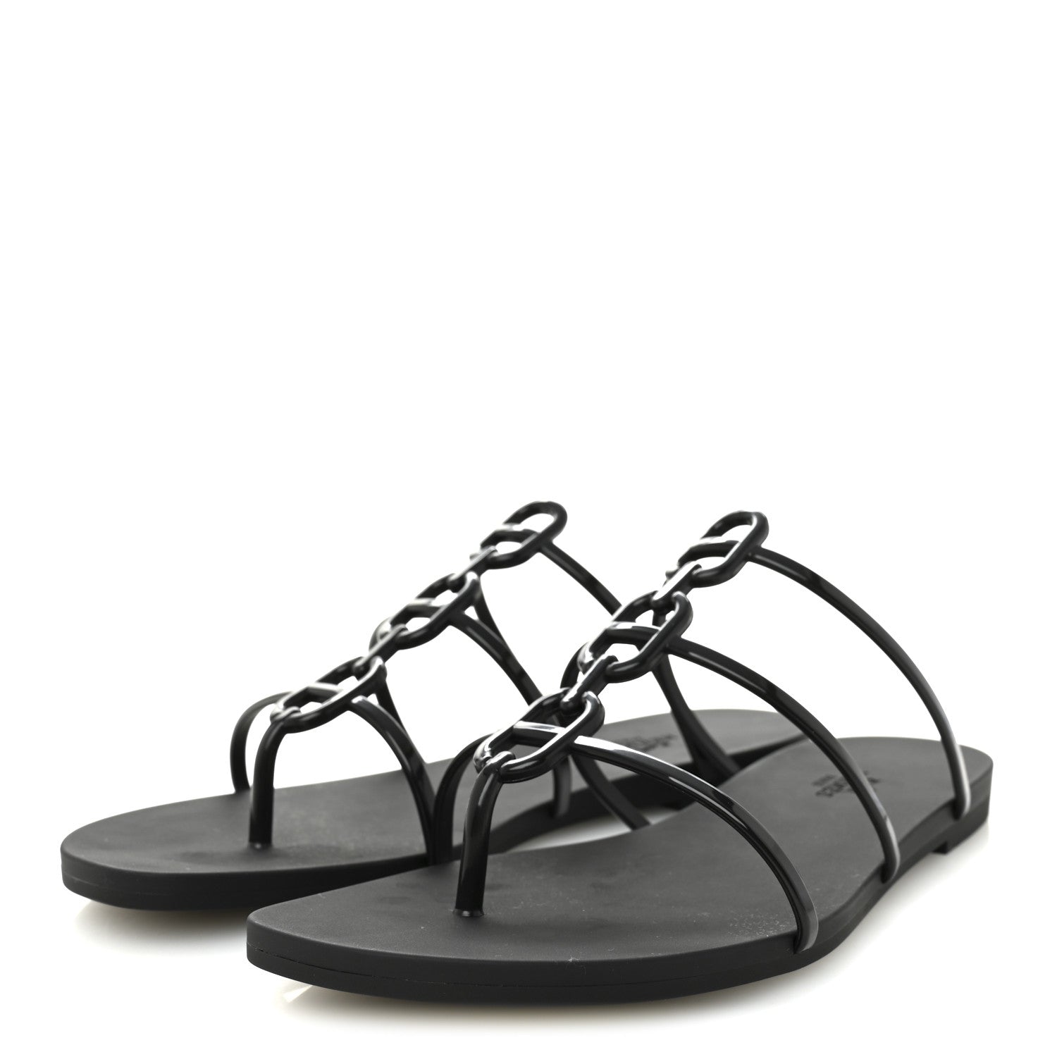 Hermes Rubber Womens Mykonos Sandals 38 Black 3 of 8