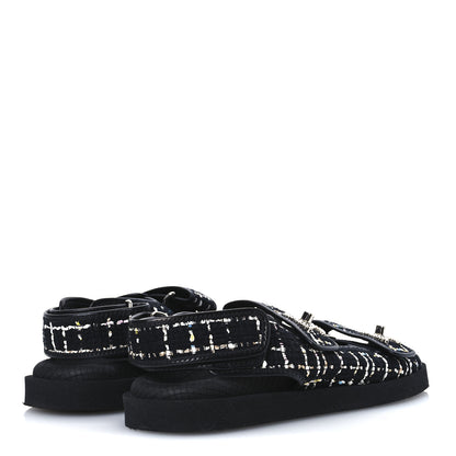 Chanel Tweed Lambskin Dad Sandals 39 Black Multicolor 5 of 9