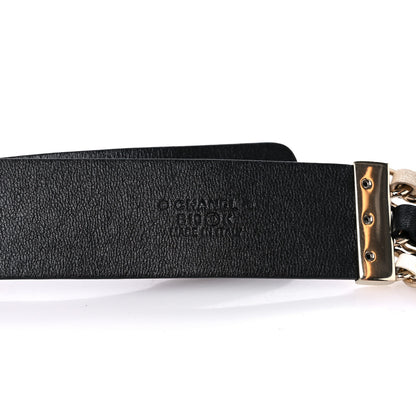 Chanel Calfskin CC Triple Row Chain Belt 80 32 Gold Black White 3 of 6