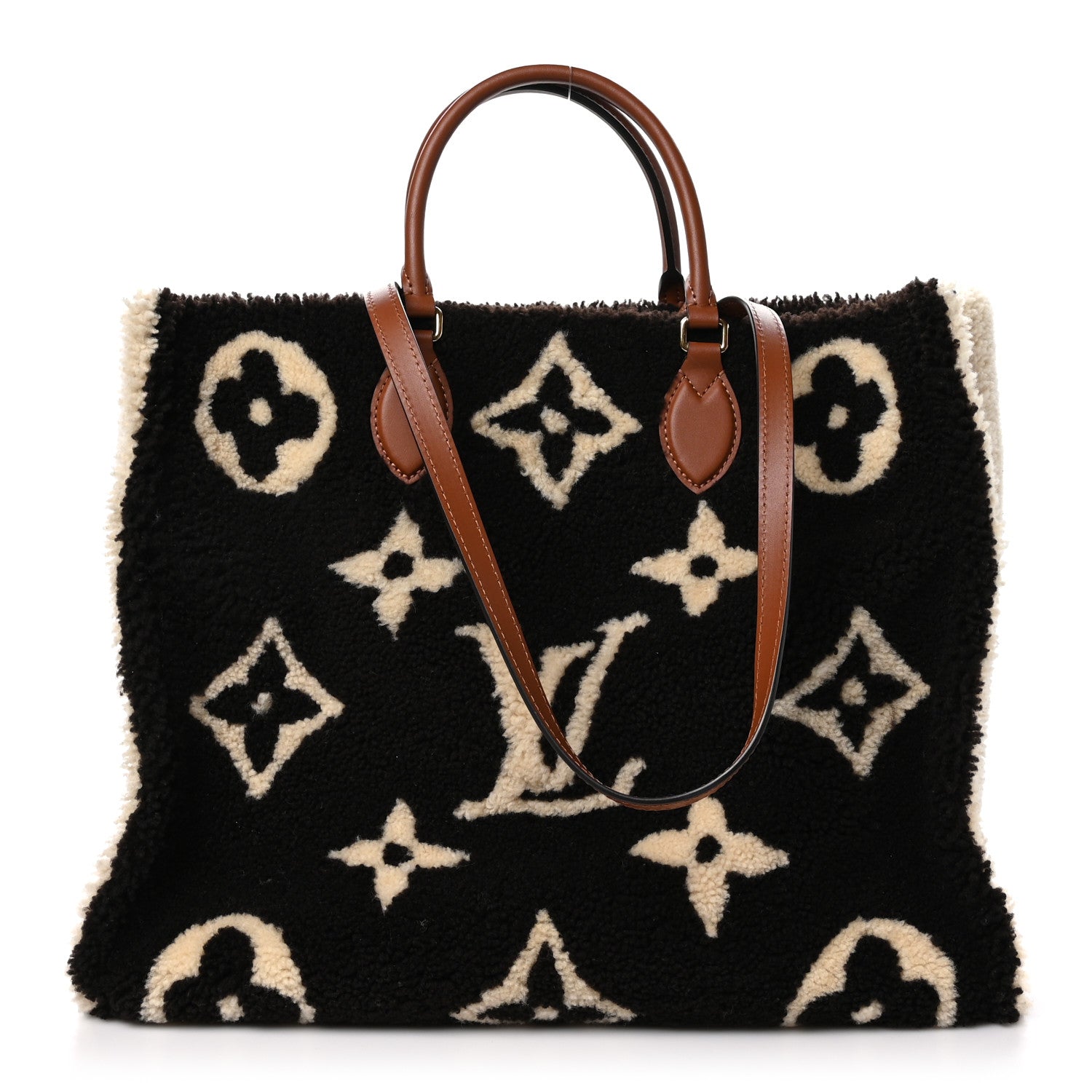 Louis Vuitton Shearling Monogram Giant Teddy Onthego GM Black White 1 of 10