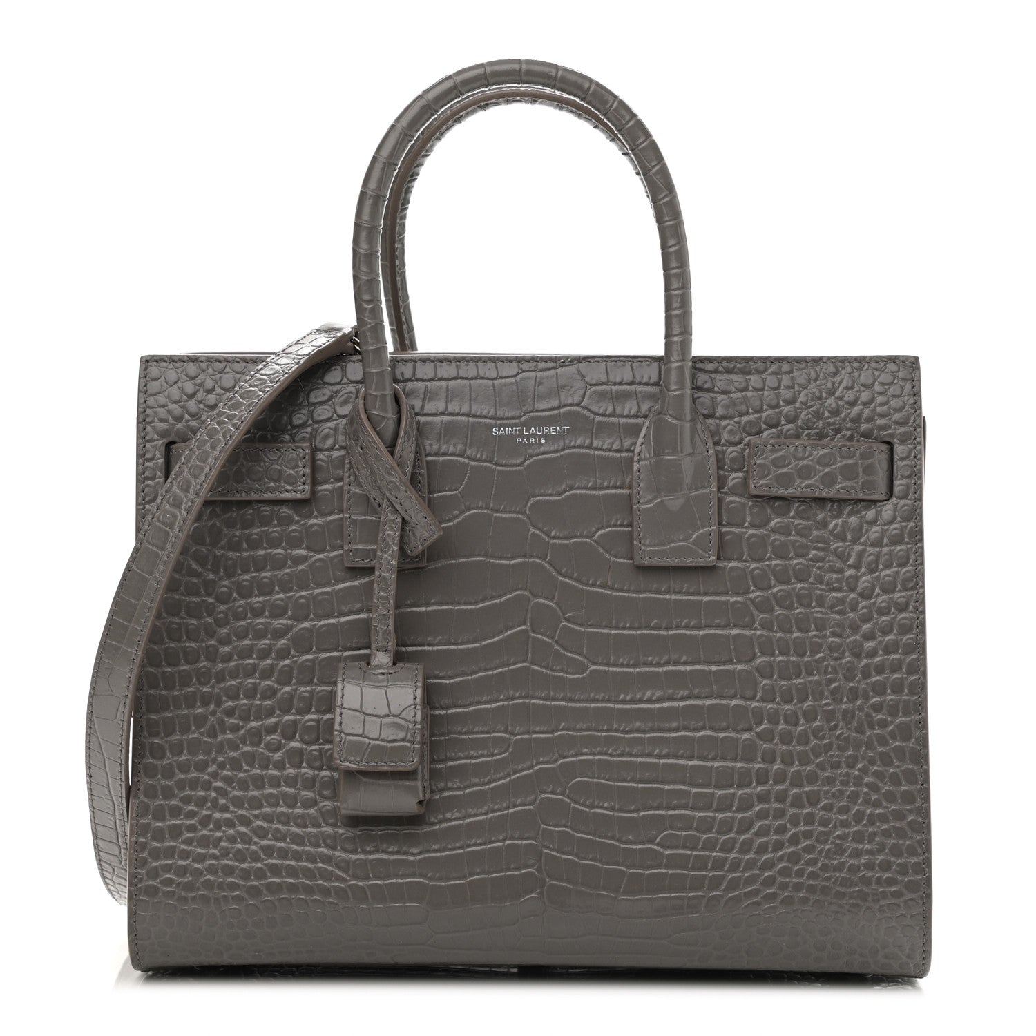 Saint Laurent Calfskin Crocodile Embossed Baby Sac De Jour Fog 1 of 11