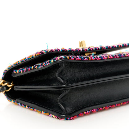 Chanel Tweed Quilted CC Mini Wallet On Chain WOC Pink Multicolor 11 of 14