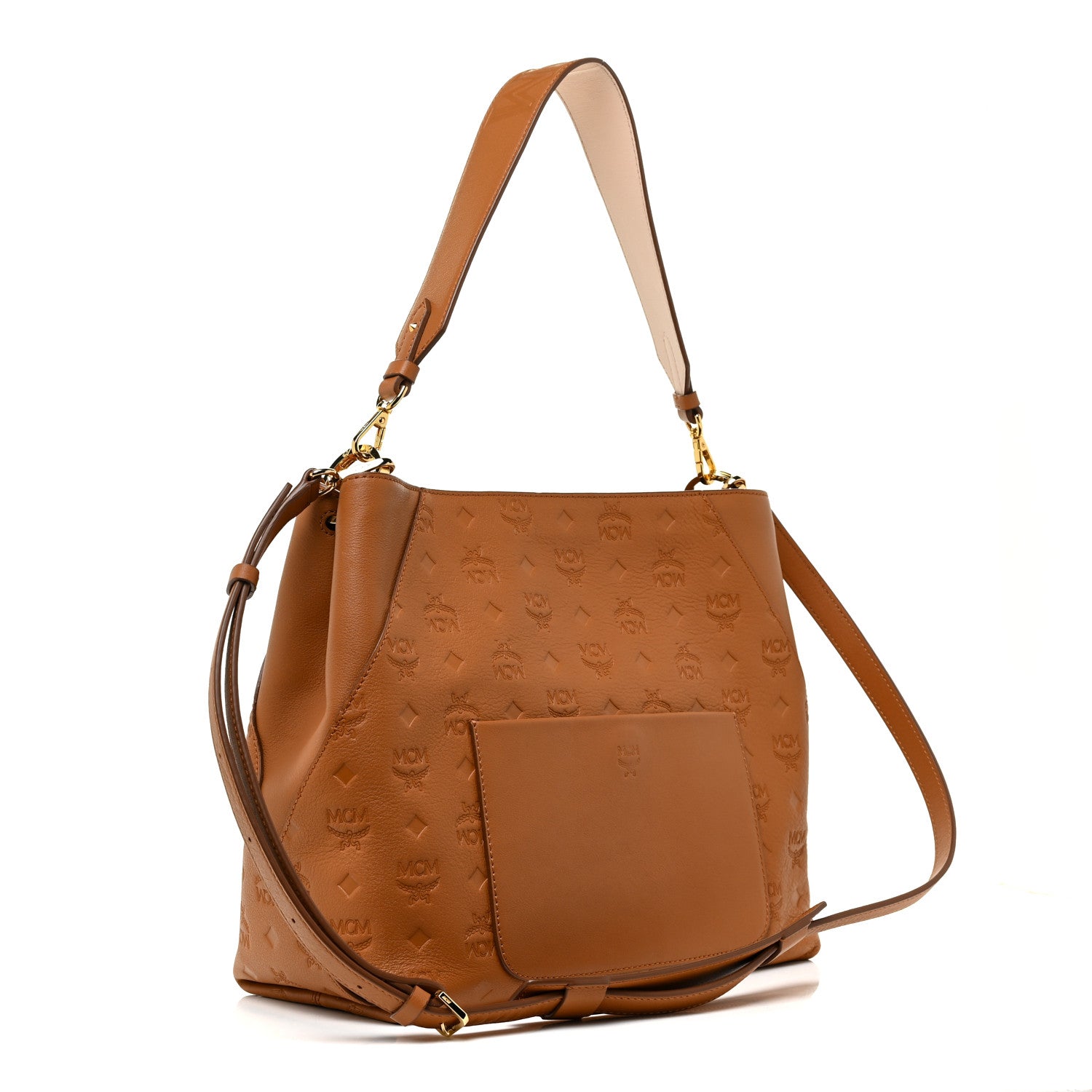 MCM Calfskin Ottomar Monogram Medium Klara Hobo Cognac 3 of 10