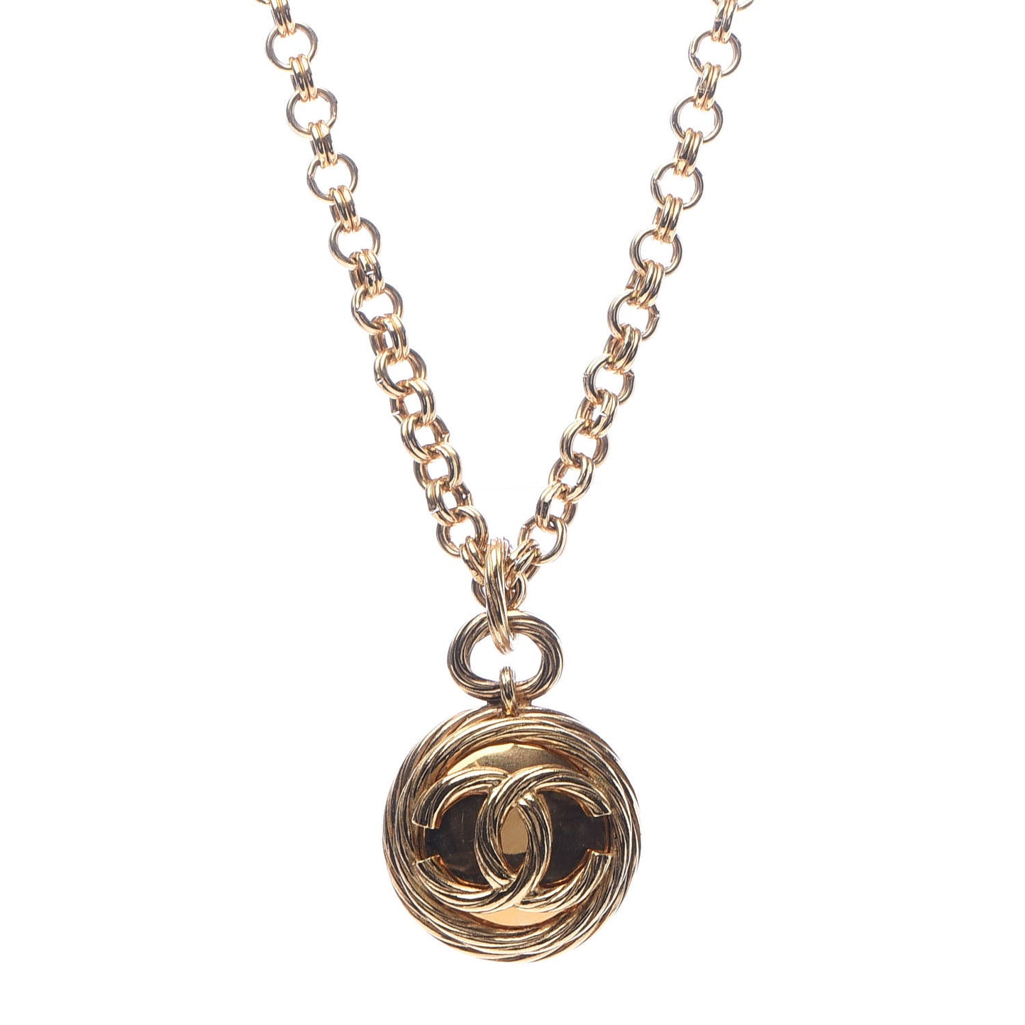 CC Mirror Long Necklace Gold