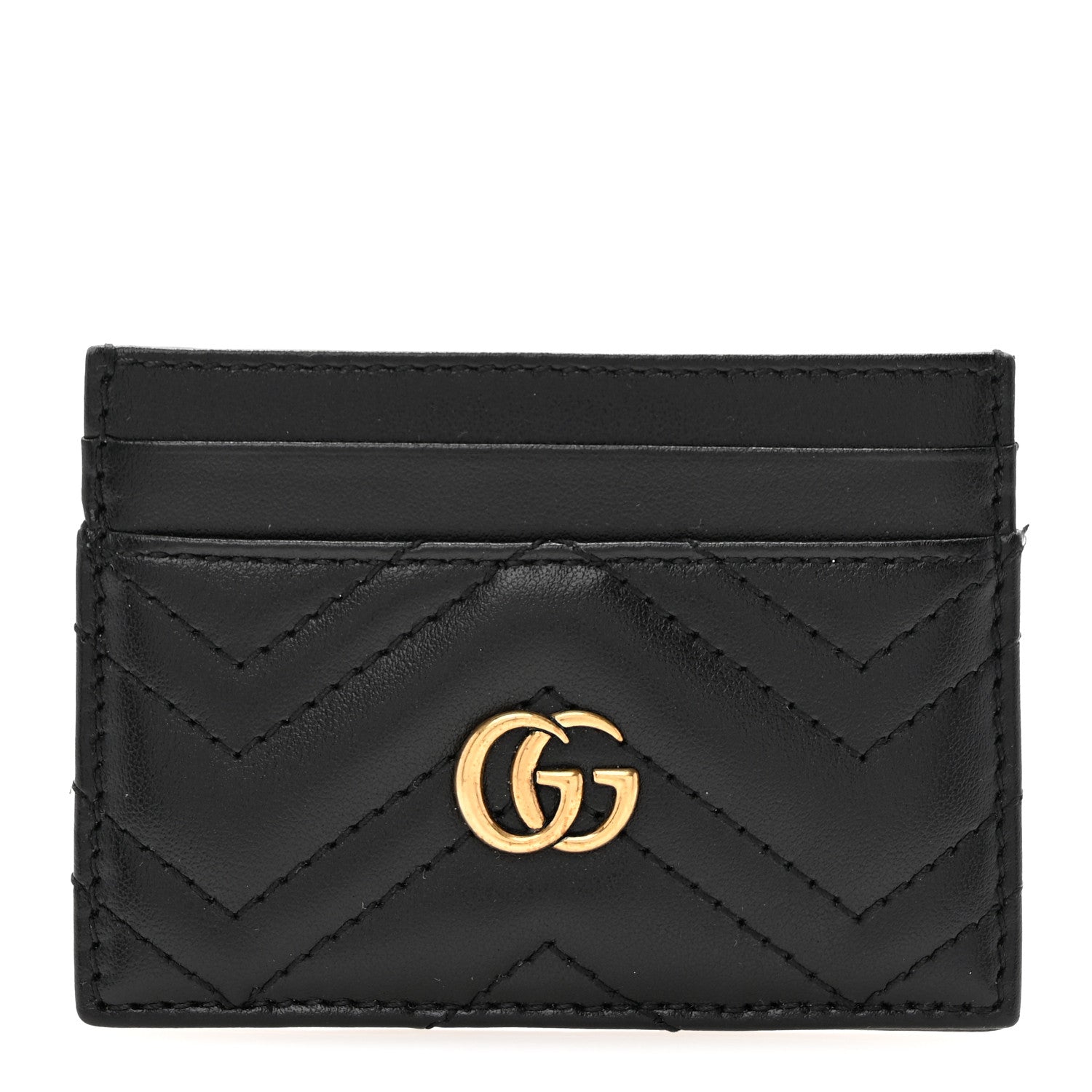 Gucci Calfskin Matelasse GG Marmont Card Holder Black 1 of 8