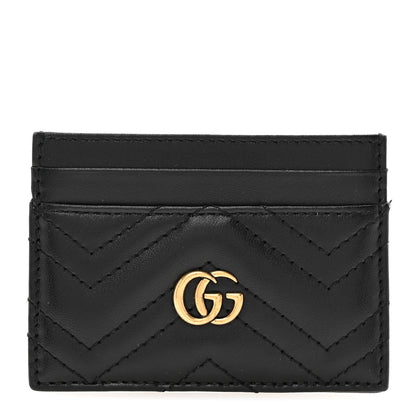 Gucci Calfskin Matelasse GG Marmont Card Holder Black 1 of 8