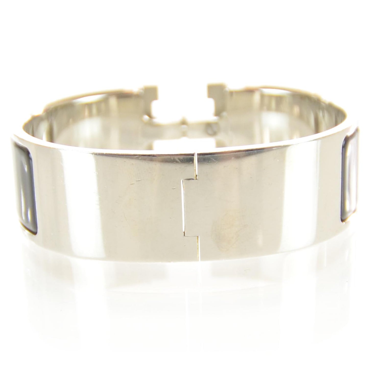 Enamel Clic Clac H Bracelet Wide GM Black Silver
