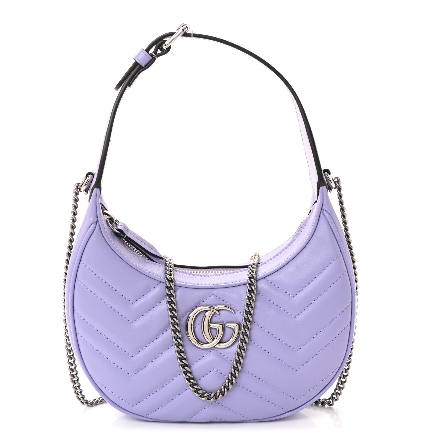 Gucci Calfskin Matelasse Mini GG Marmont Half Moon Hobo Lapis 1 of 9