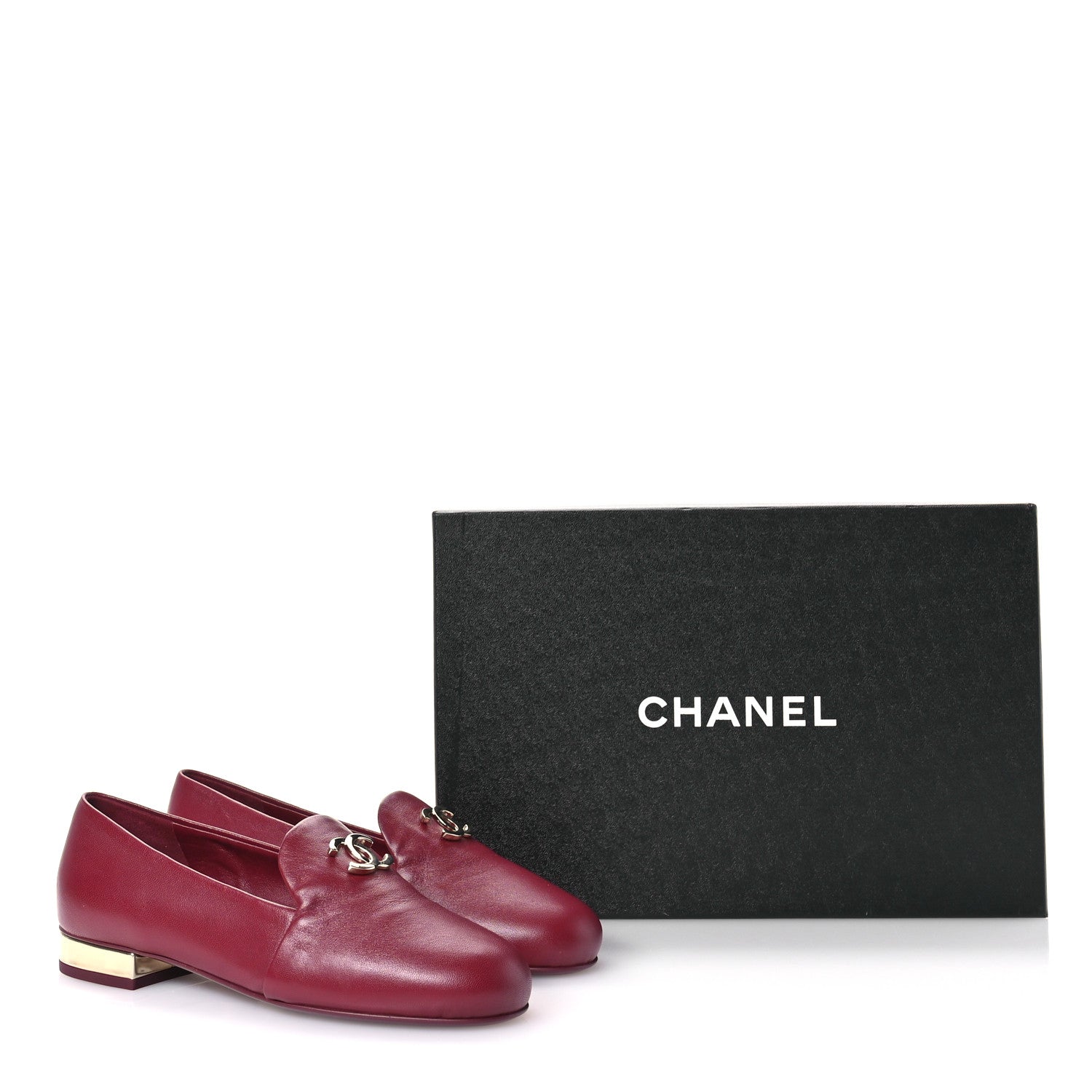 Chanel Lambskin CC Loafers 35 Bordeaux 9 of 9