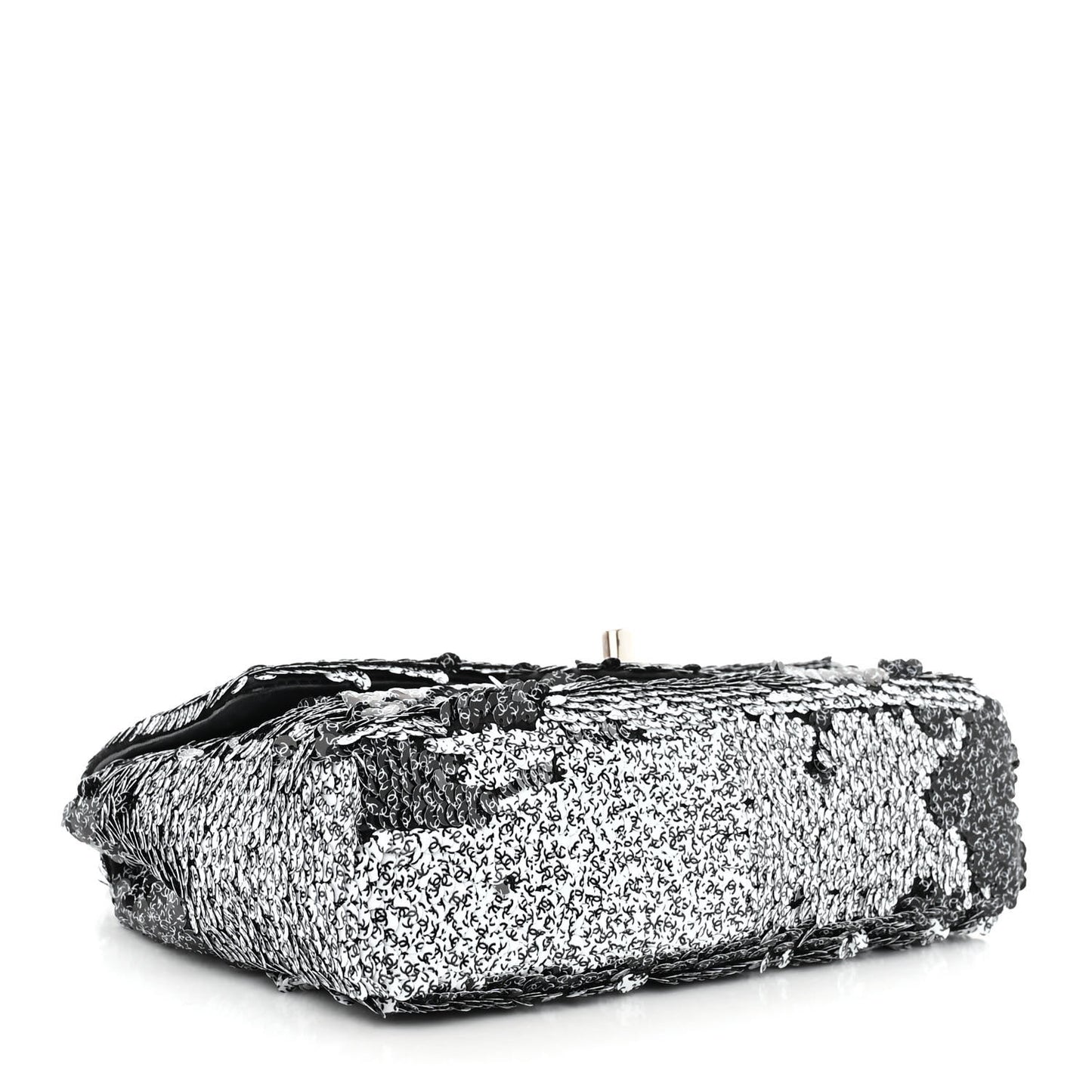 Sequin CC Logo Small Single Flap White Black