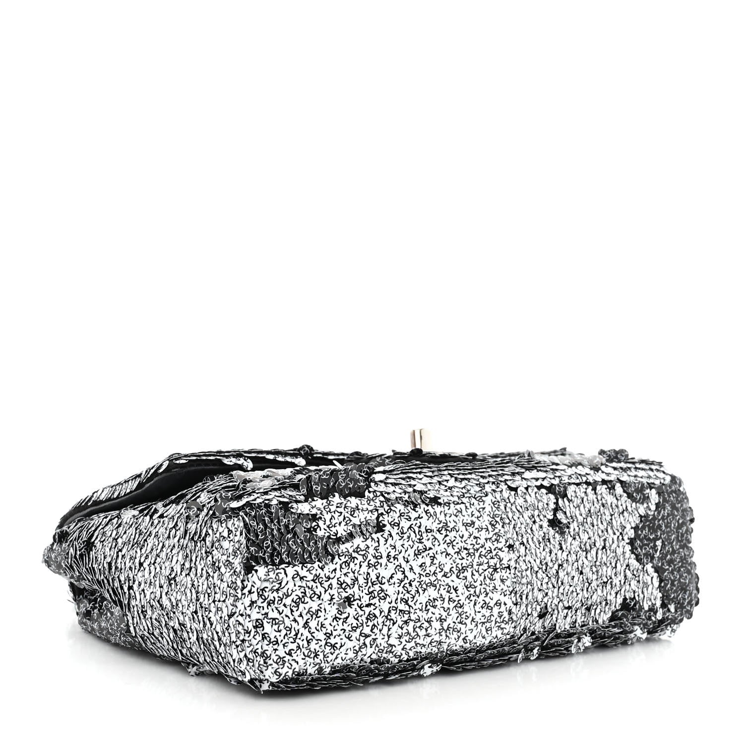 Chanel Sequin CC Logo Small Single Flap White Black 4 of 10