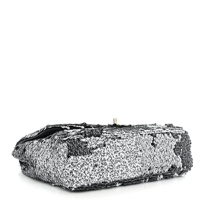 Chanel Sequin CC Logo Small Single Flap White Black 4 of 10