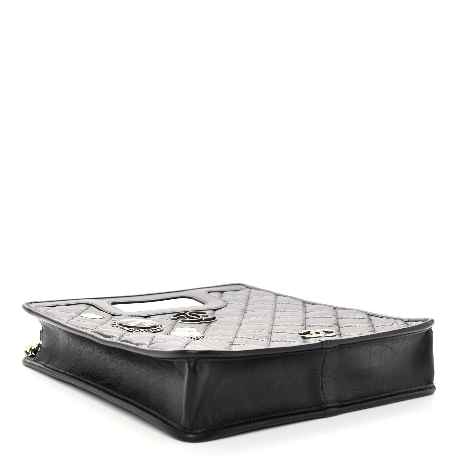 Chanel Aged Calfskin Small Charms Shopping Bag Black 4 of 10