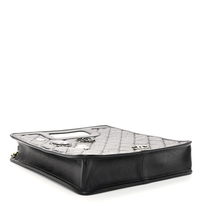 Chanel Aged Calfskin Small Charms Shopping Bag Black 4 of 10