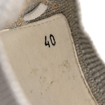 Hermes Metallic Knit Calfskin Suede Goatskin Bi-Color Womens Addict Sneakers 40 Multicolor Gris Argent 8 of 13