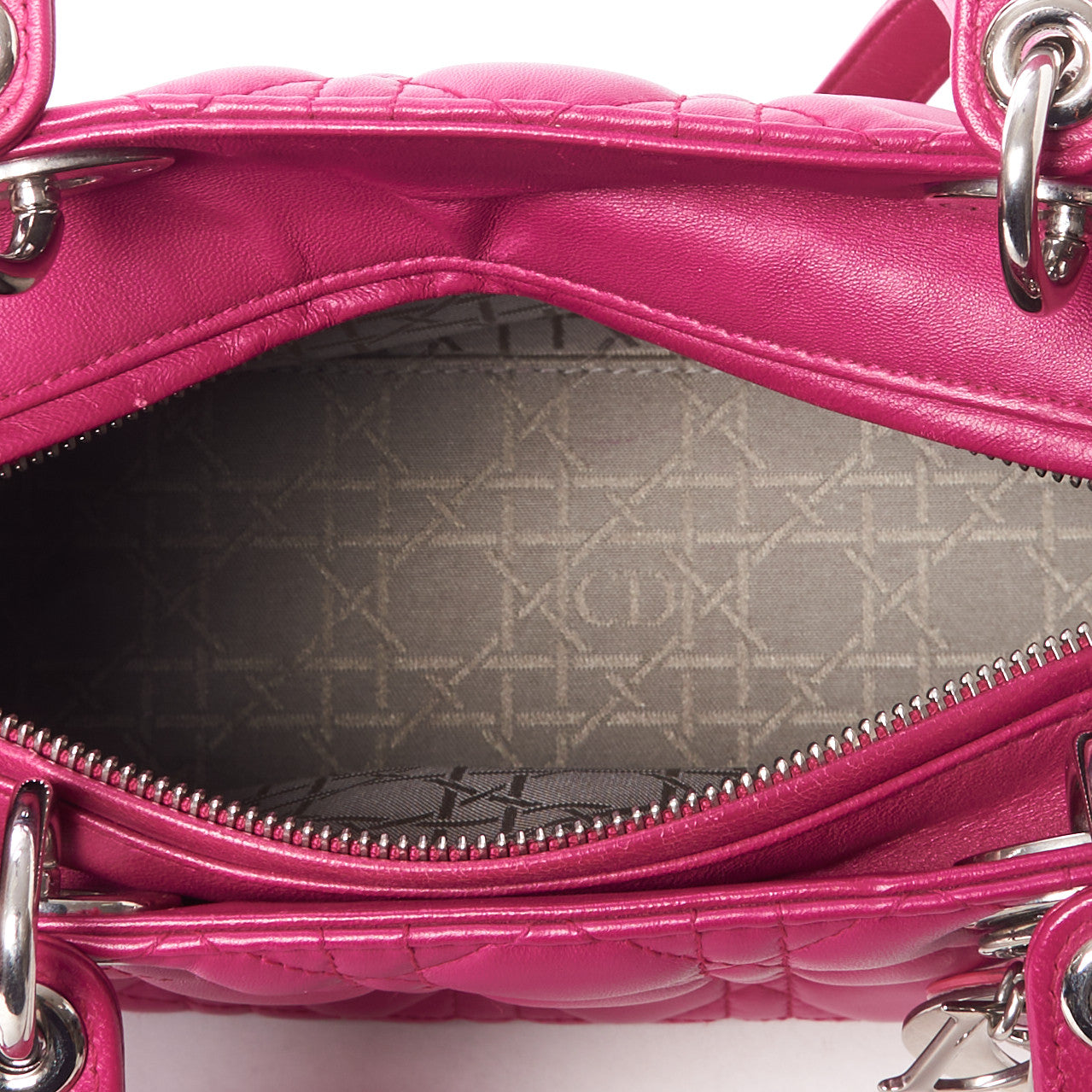 Christian Dior Lambskin Cannage Medium Lady Dior Fuchsia 6 of 9