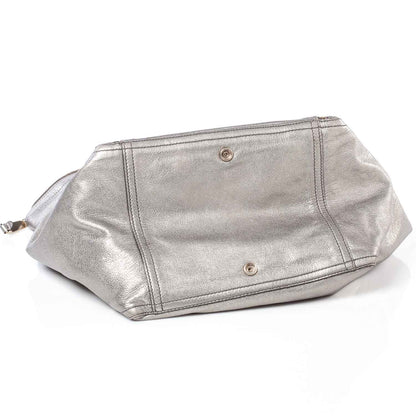 Saint Laurent Leather Large Downtown Tote Silver 5 of 9