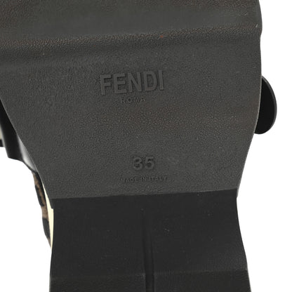 Fendi Stretch Yarn FF Stiff Band Rockoko Sneakers 35 Black White Tobacco 7 of 9