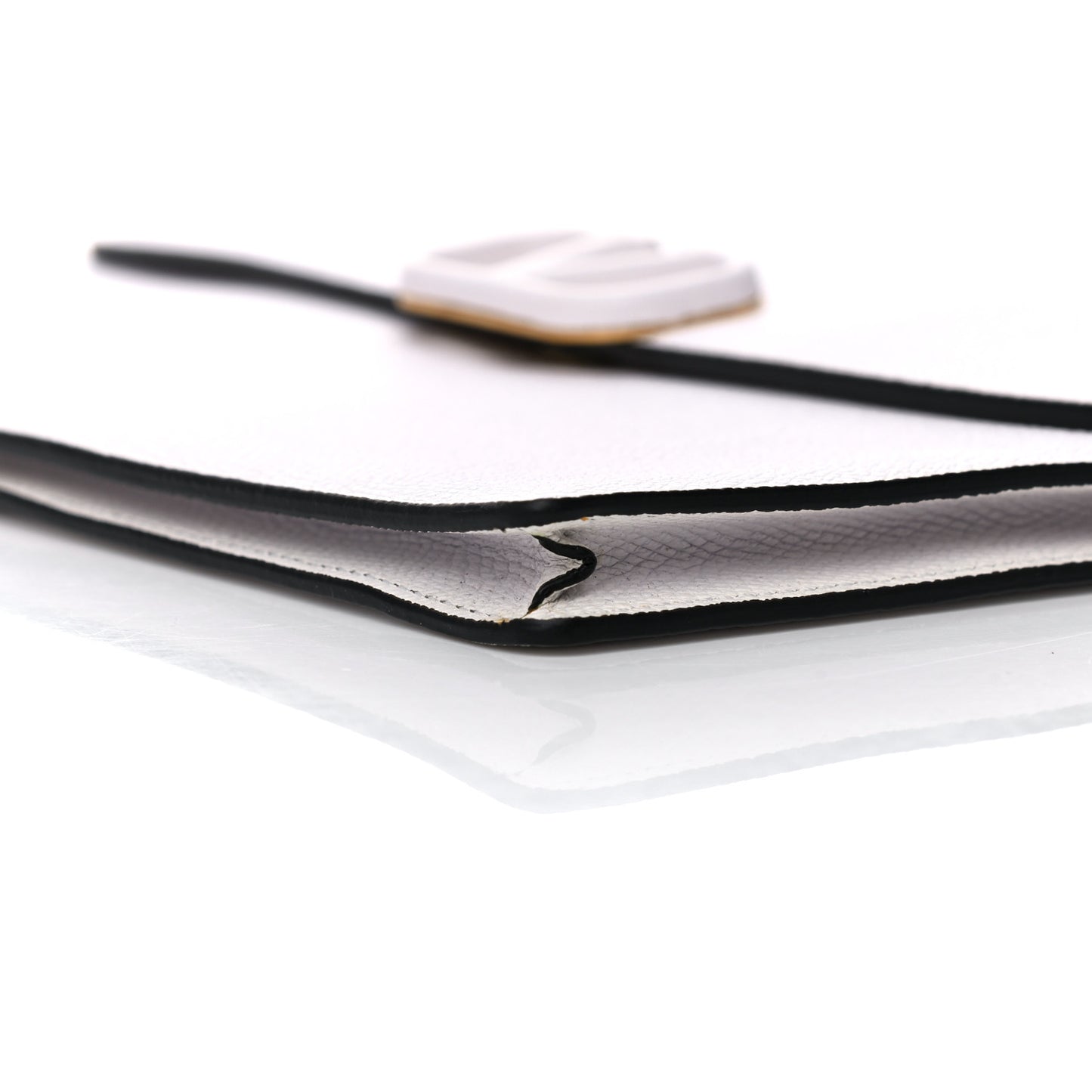 Grainy Calfskin Large Vlogo Clutch Optic White