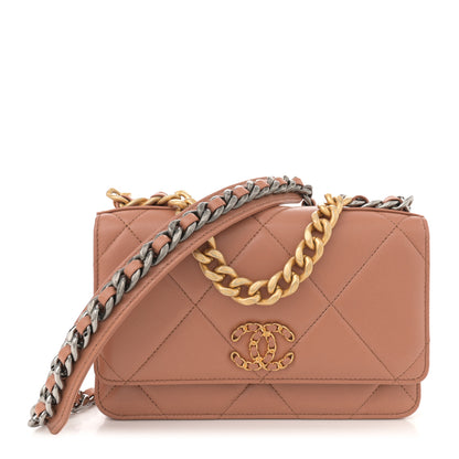 Chanel Lambskin Quilted Chanel 19 Wallet On Chain WOC Brown 1 of 12