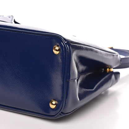 Prada Saffiano Vernice Small Double Zip Galleria Tote Inchiostro 9 of 12