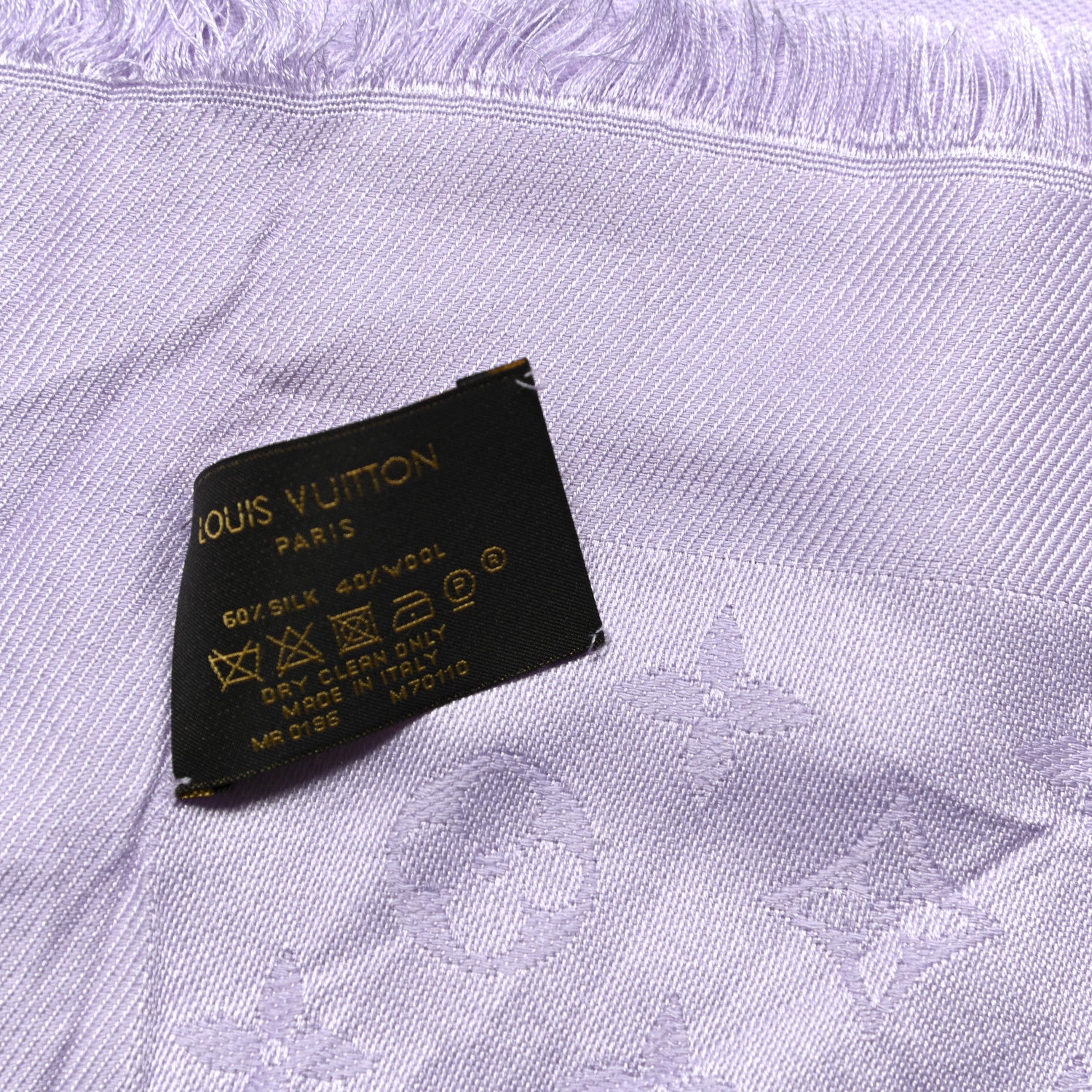 Louis Vuitton Silk Wool Monogram Shawl Lilac 5 of 6