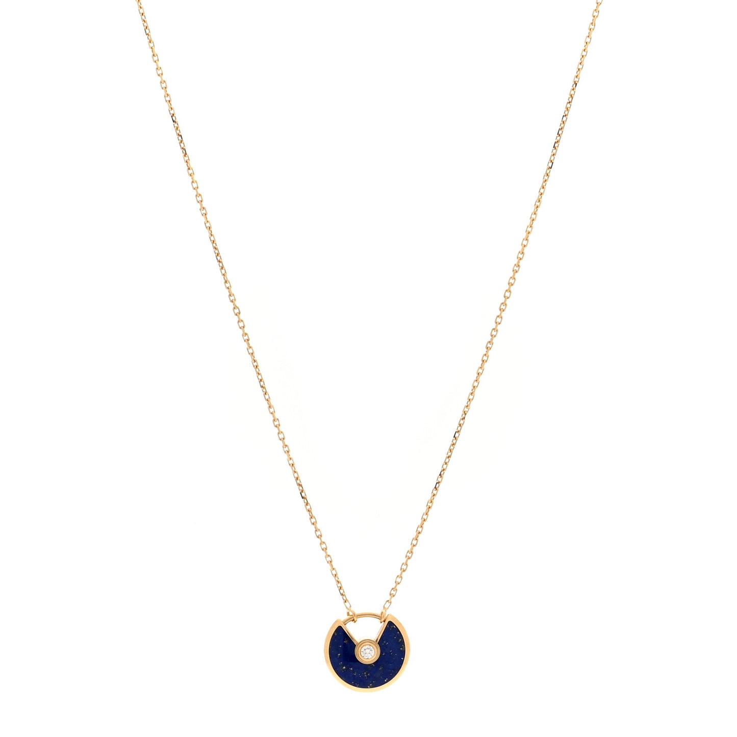 18K Yellow Gold Diamond Lapis Lazuli XS Amulette de Cartier Pendant Necklace