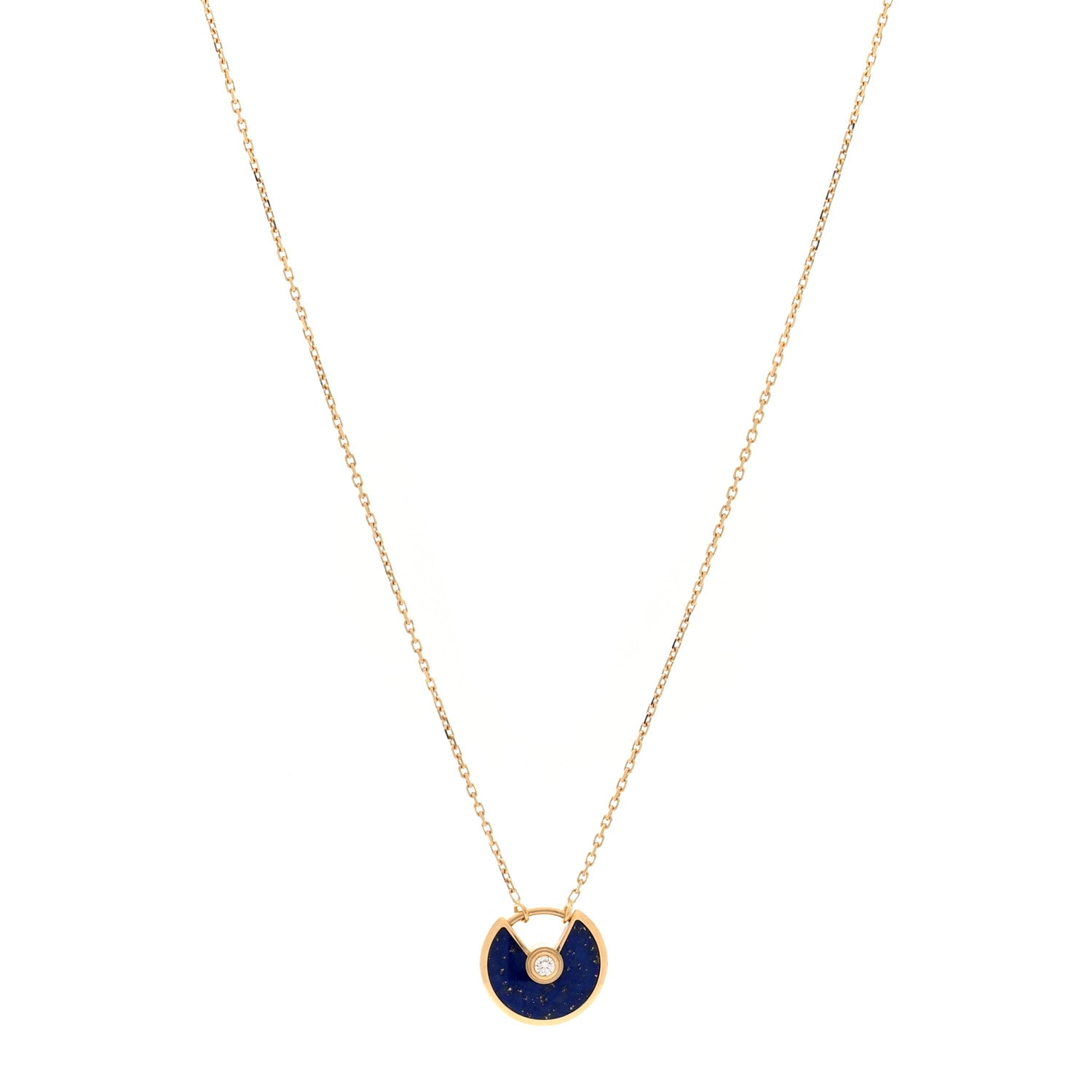 Cartier 18K Yellow Gold Diamond Lapis Lazuli XS Amulette de Cartier Pendant Necklace 1 of 4