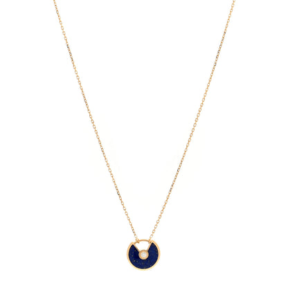 Cartier 18K Yellow Gold Diamond Lapis Lazuli XS Amulette de Cartier Pendant Necklace 1 of 4