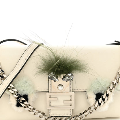 Fendi Nappa Rabbit Fox Fur Micro Buggie Baguette White Nirvana Black 8 of 11