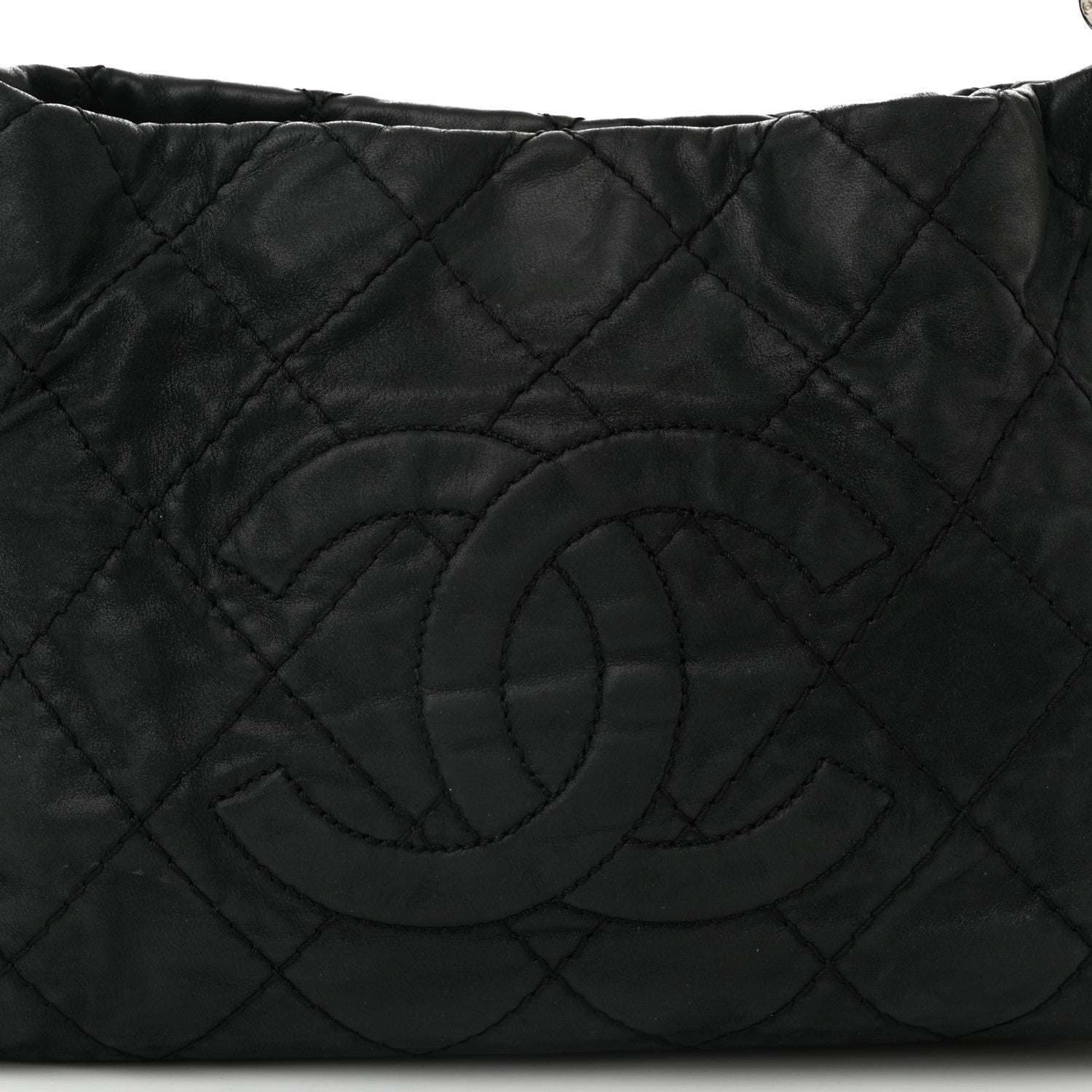 Chanel Iridescent Calfskin Quilted Small Sea Hit Tote Black 7 of 10