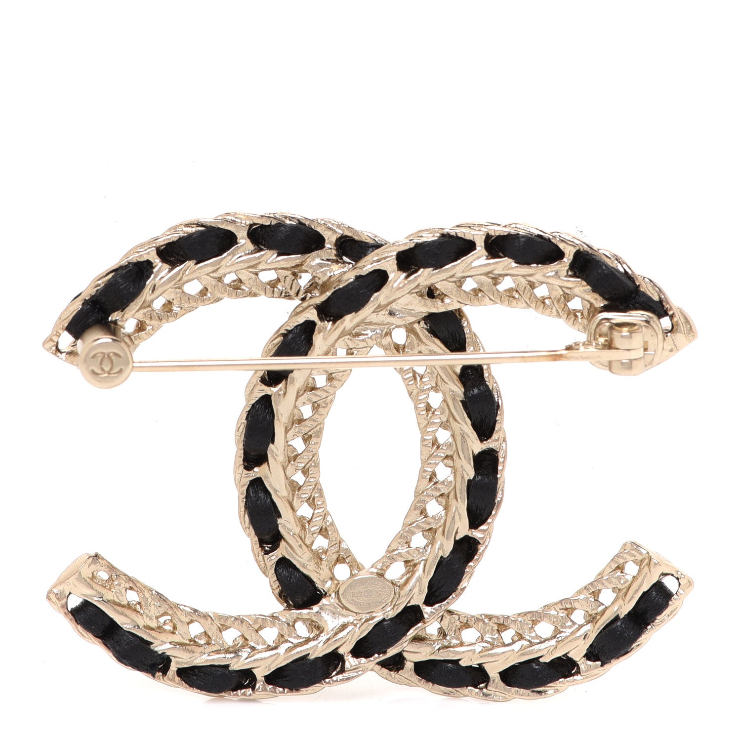 Chanel Lambskin Chain CC Brooch Black Gold 3 of 5