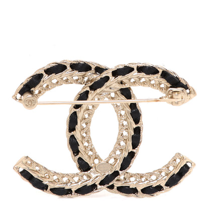 Chanel Lambskin Chain CC Brooch Black Gold 3 of 5