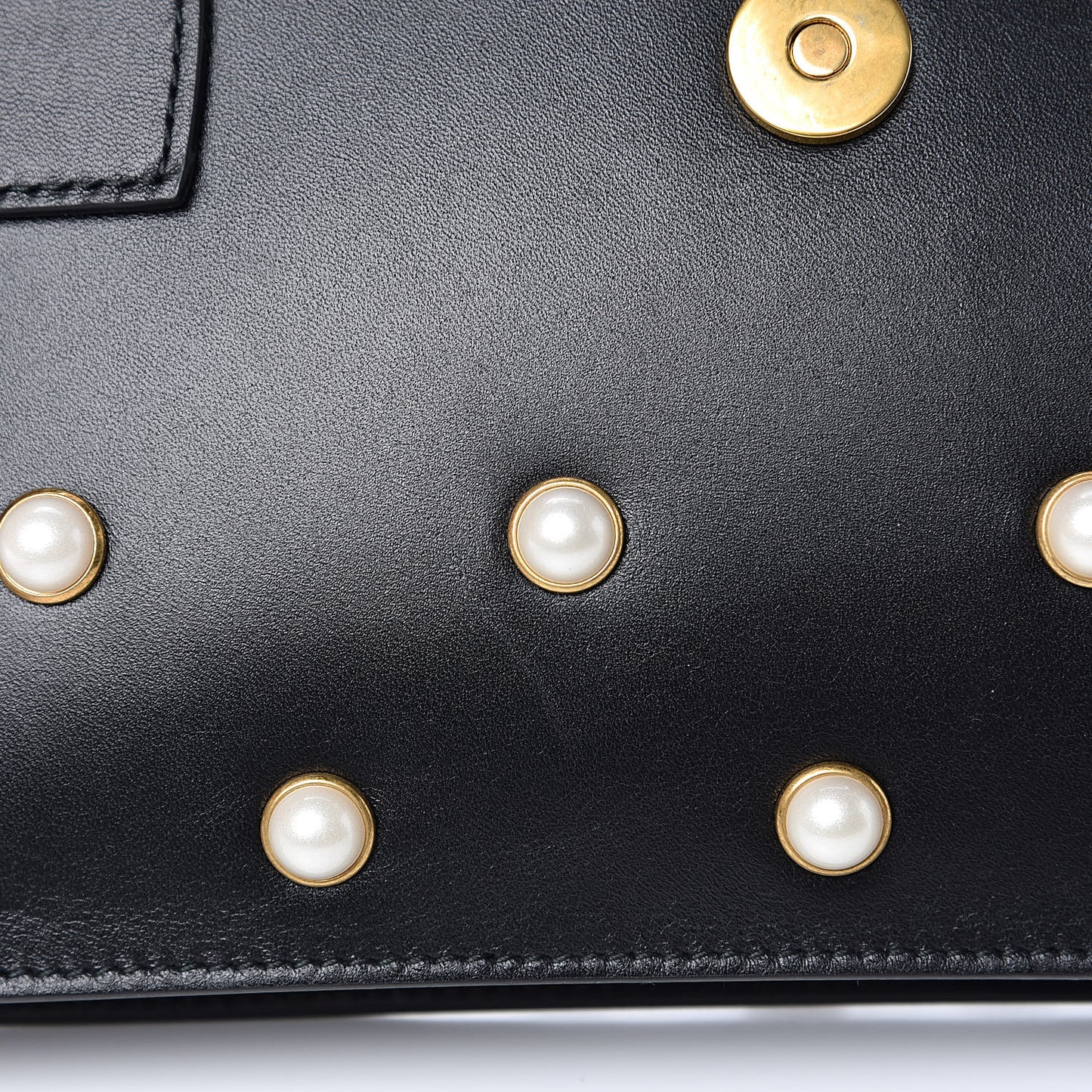 Nappa Pearl Studded Mini Queen Margaret Broadway Shoulder Bag Black