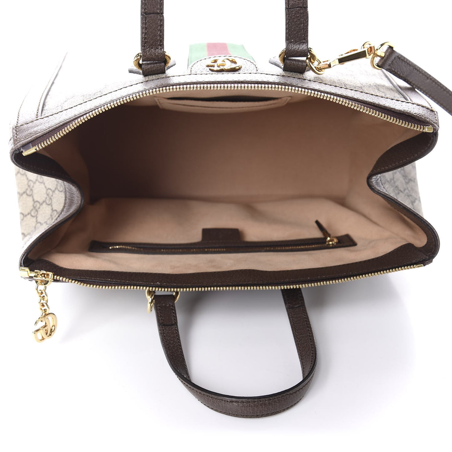 GG Supreme Monogram Web Medium Ophidia Tote Bag Brown