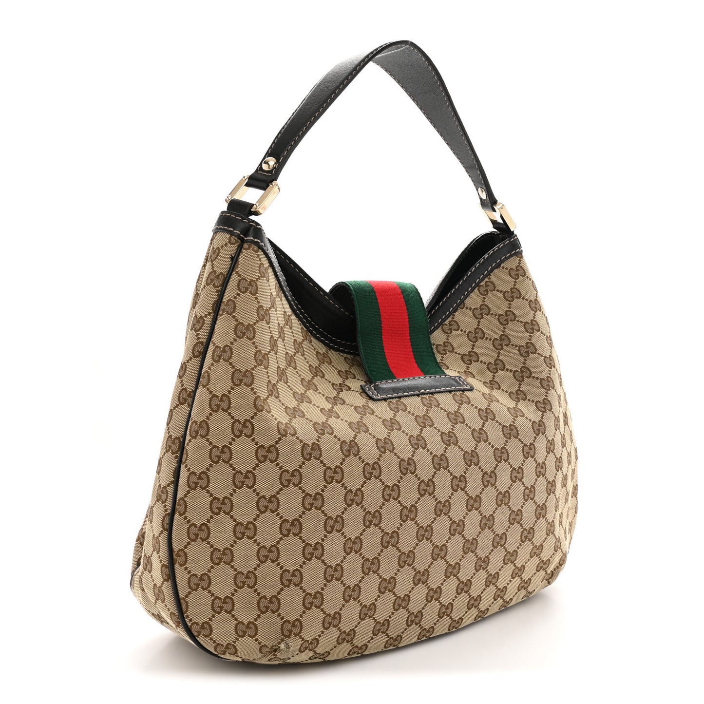 Monogram Large New Ladies Web Hobo Dark Brown