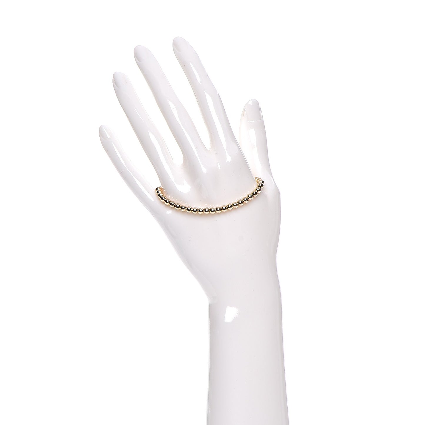 18K Yellow Gold 4mm Beads Toggle Bracelet
