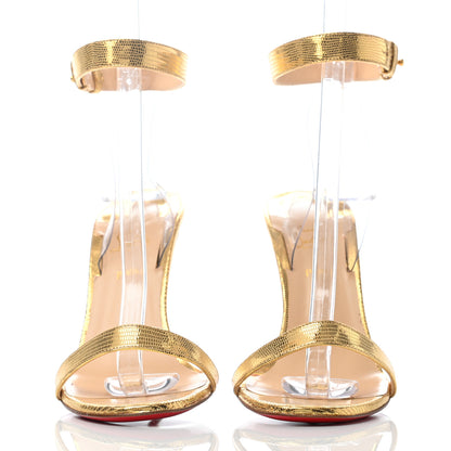 Christian Louboutin Nappa PVC Jonatina 100 Sandals 40.5 Gold 2 of 5