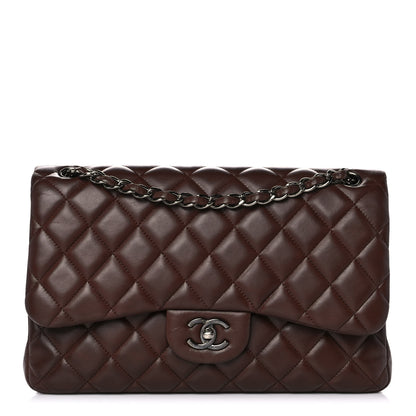 Chanel Lambskin Quilted Jumbo Double Flap Dark Brown 1 of 14