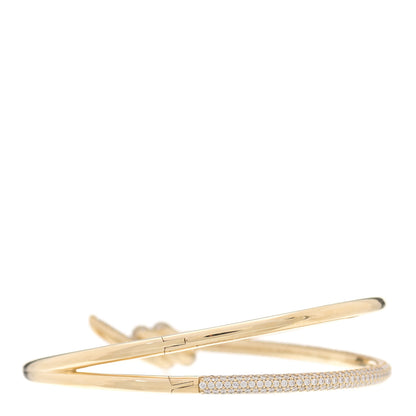 Tiffany 18K Yellow Gold Diamond Knot Double Row Hinged Bangle Bracelet 3 of 4