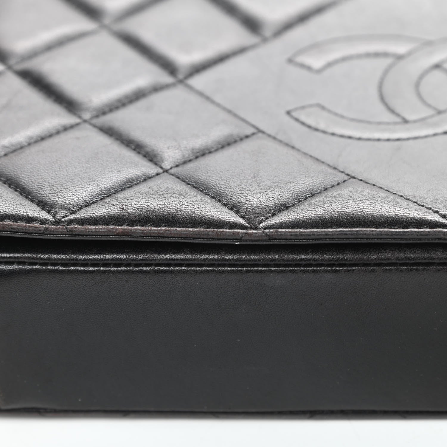 Chanel Lambskin Quilted Medium Diamond CC Flap Black 17 of 19