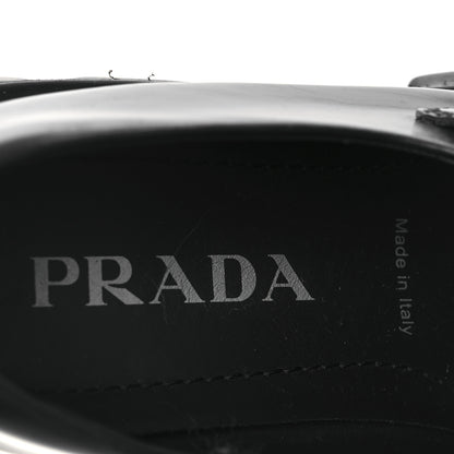 Prada Spazzolato Rois Metal Triangle Logo Monolith 55mm Loafers 37.5 Black 9 of 14
