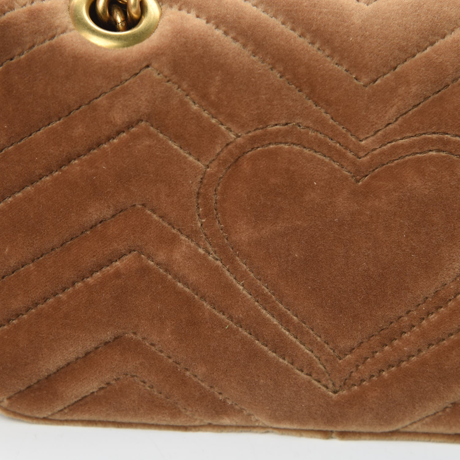 Gucci Velvet Matelasse Mini GG Marmont Shoulder Bag Taupe 12 of 12