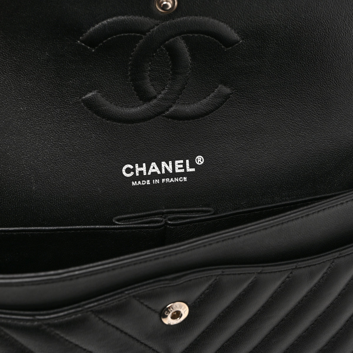 Chanel Lambskin Chevron Quilted Medium Double Flap So Black 6 of 10