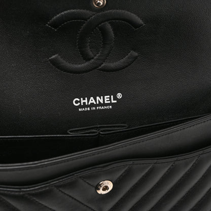 Chanel Lambskin Chevron Quilted Medium Double Flap So Black 6 of 10