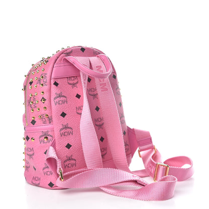MCM Visetos Swarovski Mini Stark Diamond Backpack Pink 3 of 9