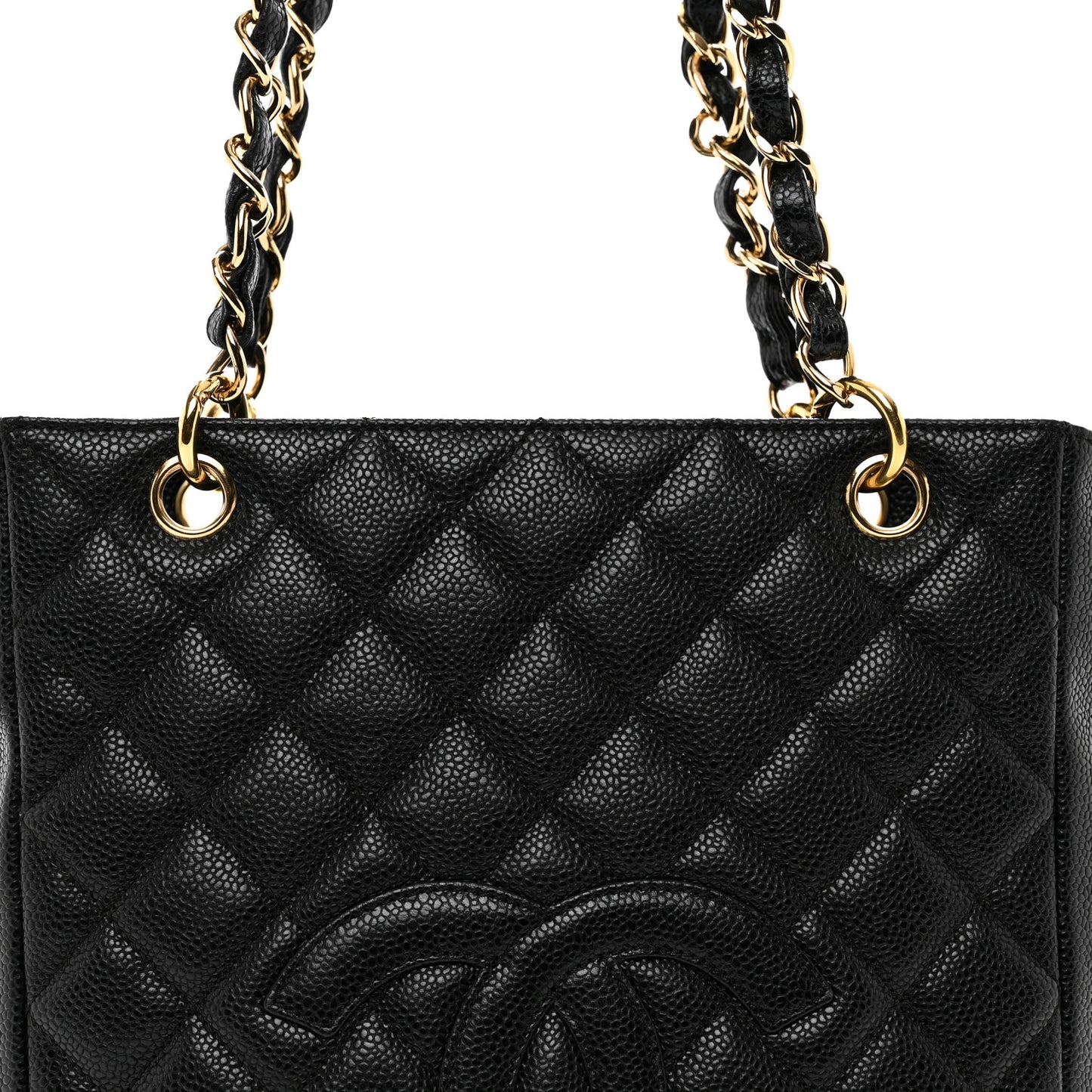 Caviar Quilted Petit Shopping Tote PST Black