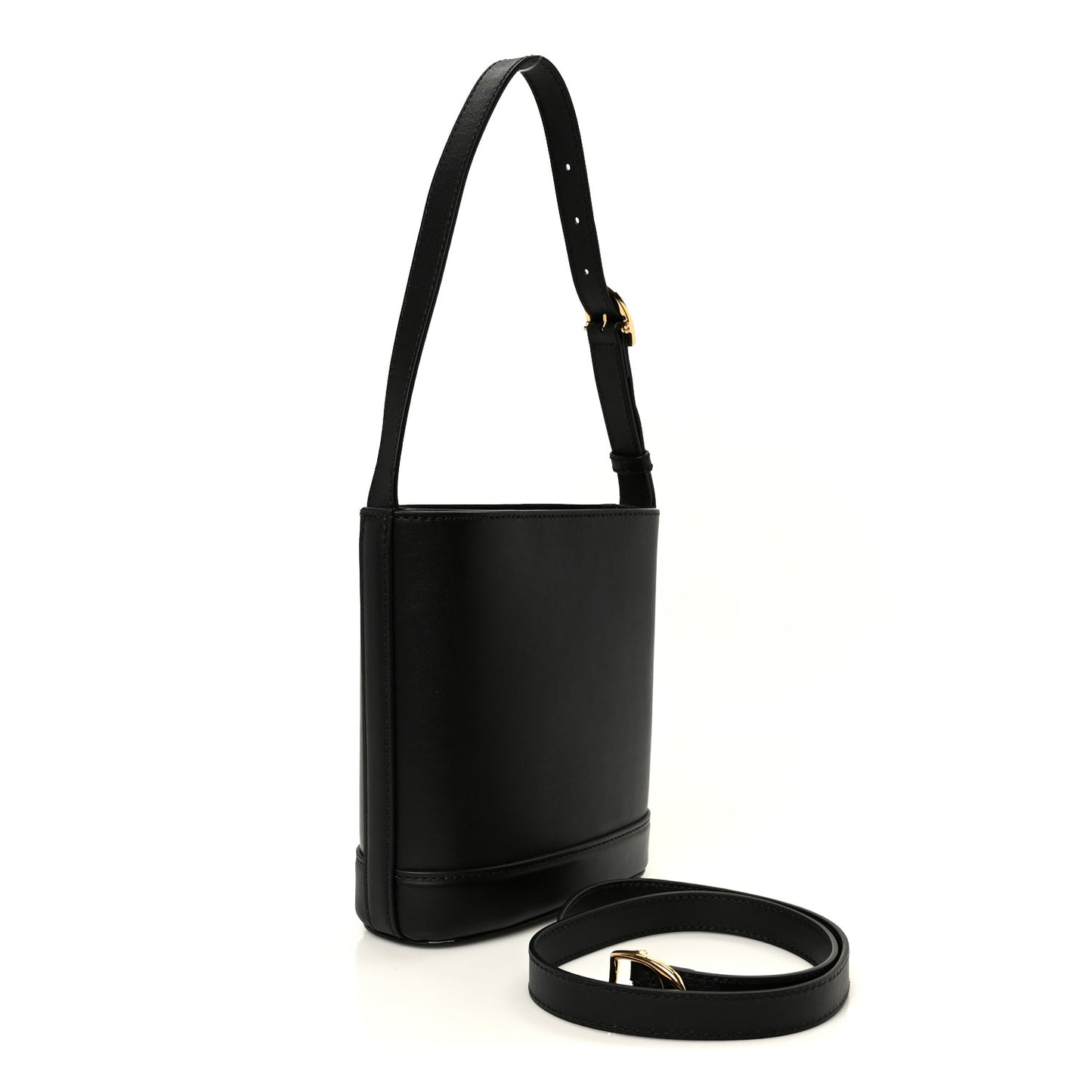 Arabella Calfskin Horsebit 73 Medium Bucket Bag Black