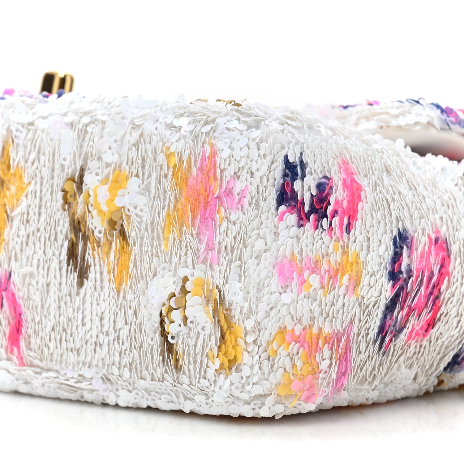 Chanel Sequin Logo CC Small Single Flap White Multicolor 8 of 9
